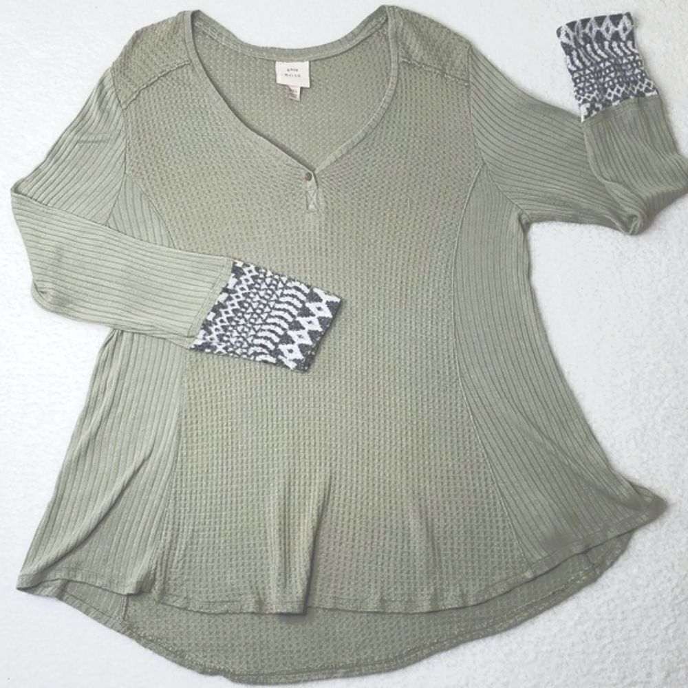 Knox Rose Thermal Olive Green Long Sleeve Shirt XXL